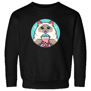 Discover Siamese cat having bubble tea Sweatshirts