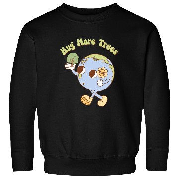 Discover Hug More Trees Retro Earth Mascot Sweatshirts