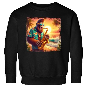 Discover Bigfoot Saxophone Vacation Sunset Sweatshirts