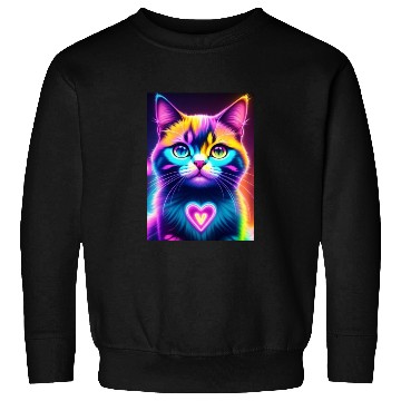 Discover Neon Cat Heart Sweatshirts