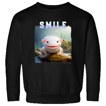 Discover Whimsical Axolotl with Smile and Pastel Text Sweatshirts