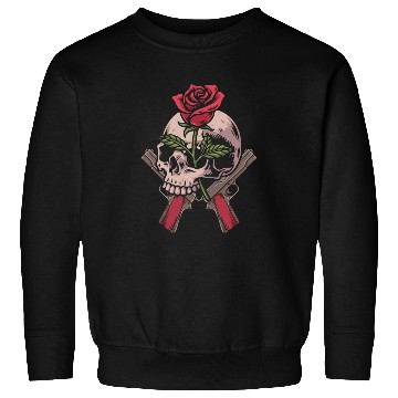 Discover Skeleton Roses Guitar Skull Roses Guns Sweatshirts