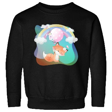 Discover Smile Fox Flying in Sky Using Balloon Butterfly Sweatshirts