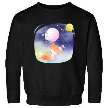 Discover Funny Happy Fox Flying to Sky Using Balloon Sweatshirts