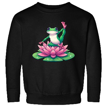 Discover Frog Yoga Meditation on Water Lily Sweatshirts