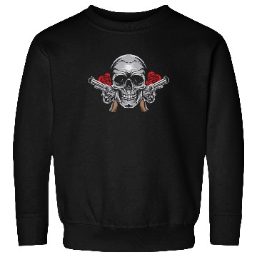 Discover Skeleton Roses Guitar Skull Roses Guns Sweatshirts