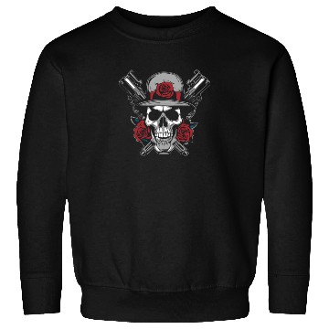 Discover Skeleton Roses Guitar Skull Roses Guns Sweatshirts