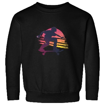 Discover Sunset Skateboarder Urban Vibes Sweatshirts