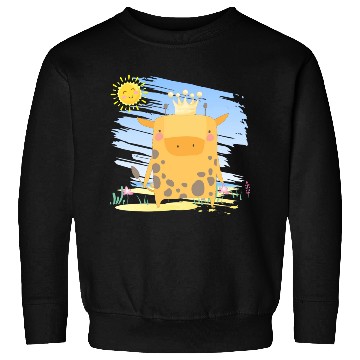 Discover Kawaii King Giraffe Using Crown Adorable Cartoon Sweatshirts