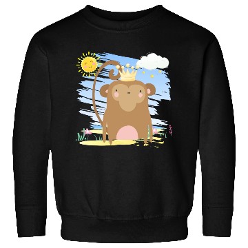 Discover Kawaii Monkey King Using Crown Adorable Cartoon Sweatshirts