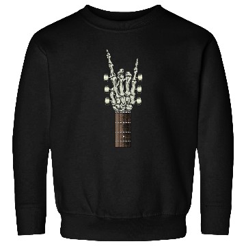 Discover Rock On Skeleton Hand Guitar Rock Roll Rock Band Sweatshirts