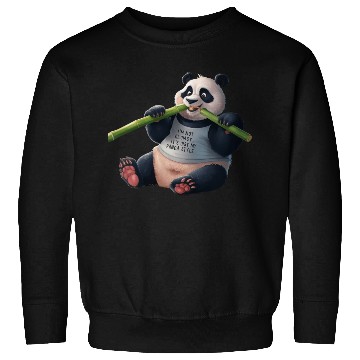 Discover Panda Paradise: Serene Panda Enjoying a Bamboo Fea Sweatshirts