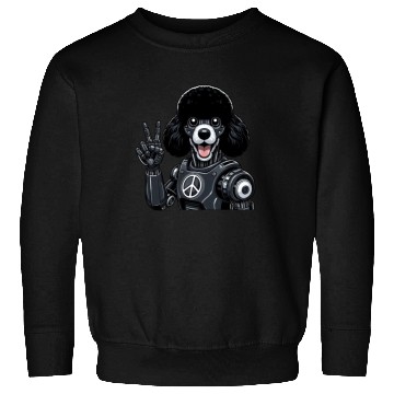 Discover Cyborg Poodle with Peace Sign Robot Design Sweatshirts