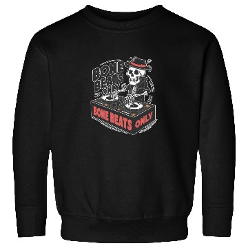 Discover Bone Beats Only Vintage Skeleton DJ Mixing Music Sweatshirts