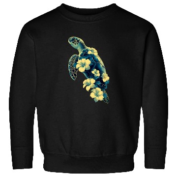 Discover Nature Inspired Floral Sea Turtle with Tropical Fl Sweatshirts