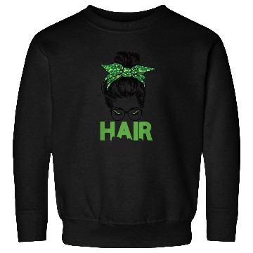 Discover Hairstylist St Patrick's Day Shamrock Messy Bun Sweatshirts