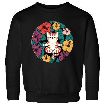 Discover Zen Hibiscus Cat Sweatshirts