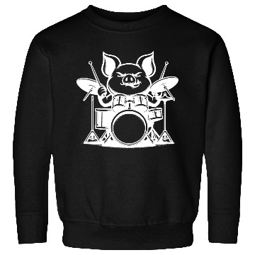 Discover Pig Drummer Farm Beat White Design Sweatshirts