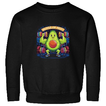 Discover Muscular Avocado Lifting Weight Gym Humor Workout Sweatshirts