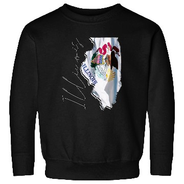 Discover Illinois State Flag in Illinois State Map IL Sweatshirts
