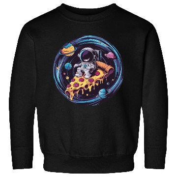 Discover Astronaut Weird Grin On Pizza in Space Sweatshirts