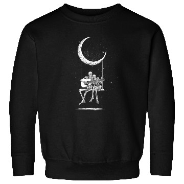 Discover Halloween Skeleton Couple Guitar Moon Sweatshirts