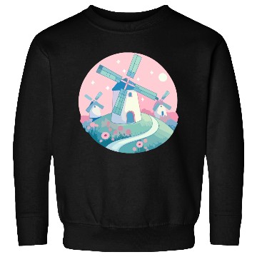 Discover Whimsical Windmills: Pastel Countryside Sweatshirts