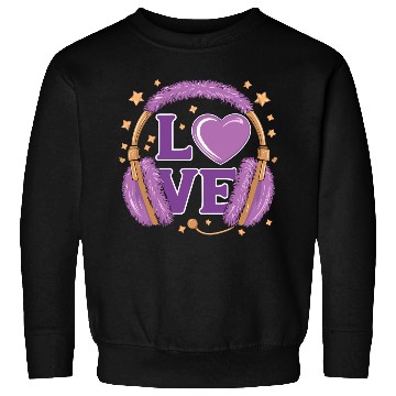 Discover Purple Love Music Headphones with Stars and Heart Sweatshirts