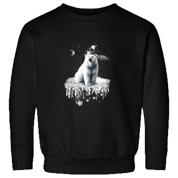 Discover Polar bear with crown on ice floe arctic wildlife Sweatshirts