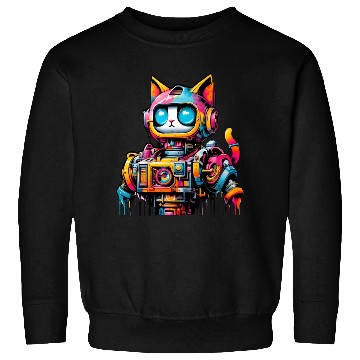 Discover Cat designed as a robot in comic graffiti style Sweatshirts