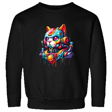 Discover Cat designed as a robot in comic graffiti style Sweatshirts