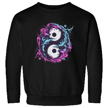 Discover Retro Yin Yang Blue and Pink Splash Sweatshirts