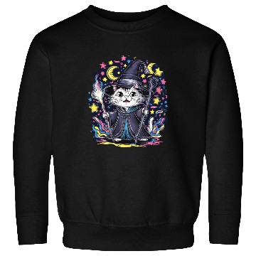 Discover Charming Wizard Cat Casting Magic Sweatshirts