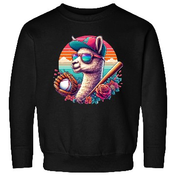 Discover Llama Baseball Llama Playing Baseball Llama lover Sweatshirts