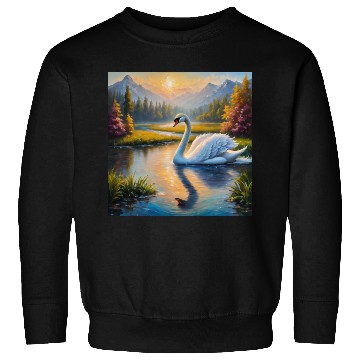 Discover white swan in river Sweatshirts