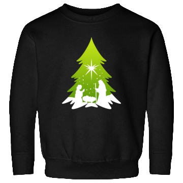 Discover Christmas Tree Nativity Scene Artist Sweatshirts