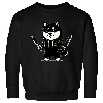 Discover Hand-Drawn Style Shiba Inu with Knives Sweatshirts