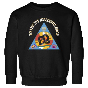 Discover 1970s Era Blue Retro Vintage Records Cassette Sweatshirts