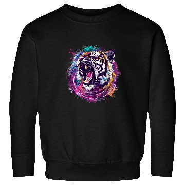 Discover A fierce tiger roaring with musical notes emanatin Sweatshirts