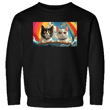 Discover PURRCRAFT - Pride Cat Couple Sailing the Rainbow Sweatshirts