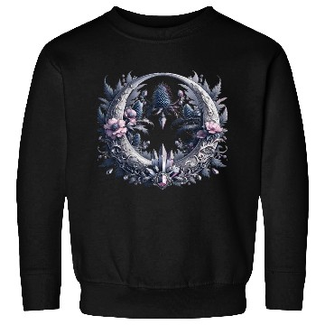 Discover Crescent moon in silver, with crystals and flowers Sweatshirts