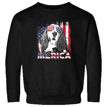 Discover Basset Hound 4th Of July US Flag Merica Dog Lover Sweatshirts