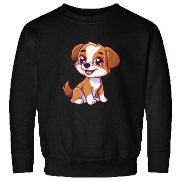 Discover Adorable Brown and White Puppy Smiling Sweatshirts