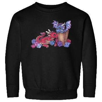 Discover Cute dragon chibi with dice D20 pen and paper Sweatshirts