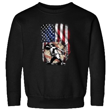 Discover Patriotic American Flag Baseball Pitcher Sweatshirts
