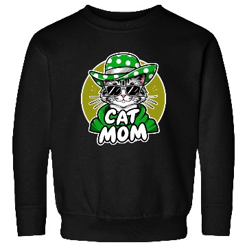 Discover Cat Mom Funny cat with sunglasses, hat and clothes Sweatshirts