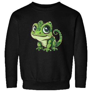 Discover Adorable Wide-Eyed Green Chameleon Sweatshirts