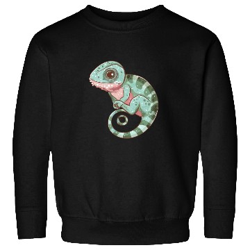 Discover Charming Chameleon Curled Tail Imagery Sweatshirts