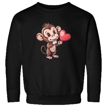 Discover Cute Monkey Holding Heart Illustration Sweatshirts