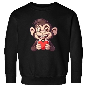 Discover Adorable Monkey Holding a Heart - Cute and Sweatshirts